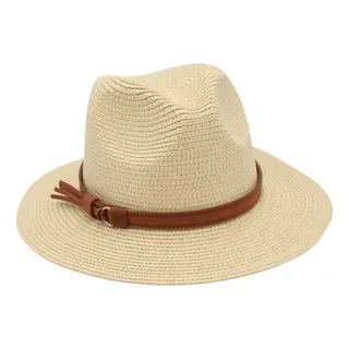 Sombrero De Paja Euroamericano Fedora Panama, Color Albarico Sombrero De Paja Euroamericano Fedora Panama, Color Albarico