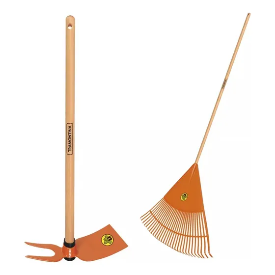 Kit Jardineria Escardillo + Escoba Jardin Naranja Tramontina