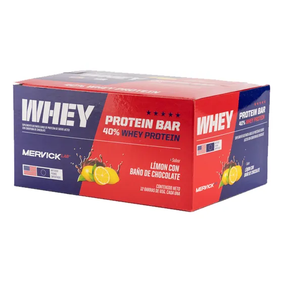 Whey Protein Bar 12 Unidades Mervick 65 Gr Barra Proteica