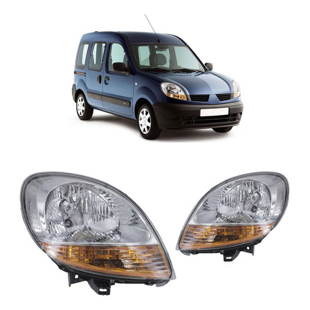 Par Farol Kangoo 2009 A 2012 Máscara Cromada Pisca Âmbar Par Farol Kangoo 2009 A 2012 Máscara Cromada Pisca Âmbar
