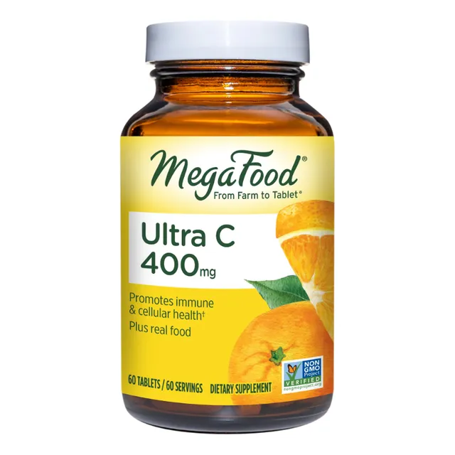Megafood Ultra C-400 Vitamina C 400 Mg 60 Tabletas Sabor Sin Sabor