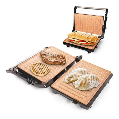 Sanduchera Grill Panini Home Elements HEGP-215C Asador Grill Panini Color Negro