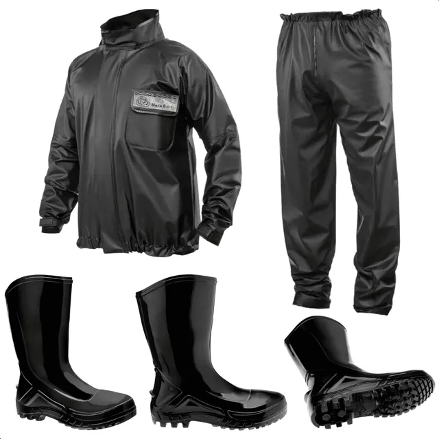 Kit Motociclista Capa De Chuva Motoqueiro + Bota Pvc Motoboy