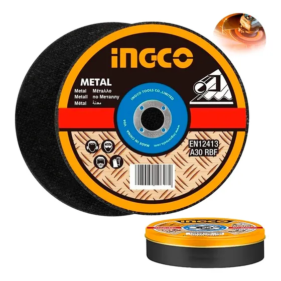 Lata X 25 Discos Corte Metal Esmeril Amoladora 115mm Ingco Color Naranja Claro