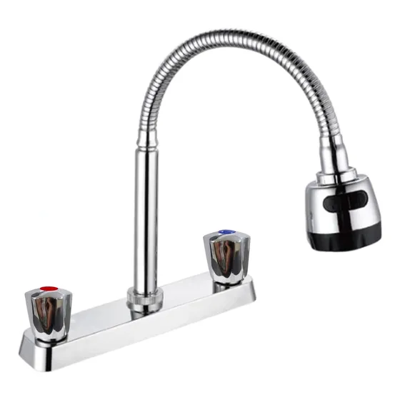 Grifo Llave Doble Para Fregadero Cuello Flexible