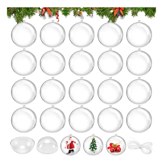 Pack 20 Esferas Acrílico Para Rellenar Decorar Navidad 8cm