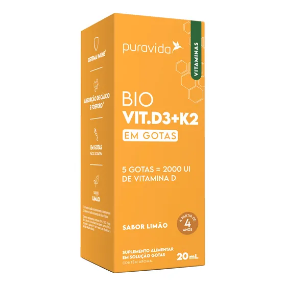 Bio Vit D3 + K2 Puravida 20ml Limão