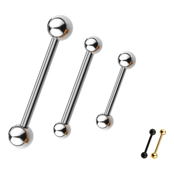 Piercing Titânio Barbell Reto Mamilo Bridge 12mm 14mm 16mm