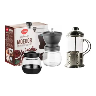 Moedor De Café Pote Extra C/ Cafeteira Francesa Prensa 350ml Moedor De Café Pote Extra C/ Cafeteira Francesa Prensa 350ml