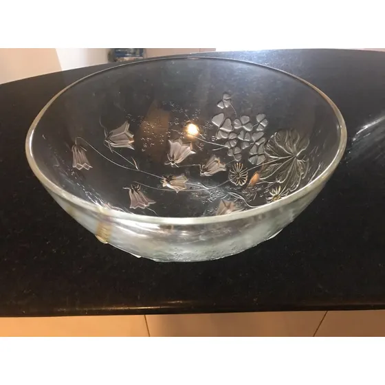 Bowl De Cristal Estampado De Florer Ensaladera Frutera Tazon