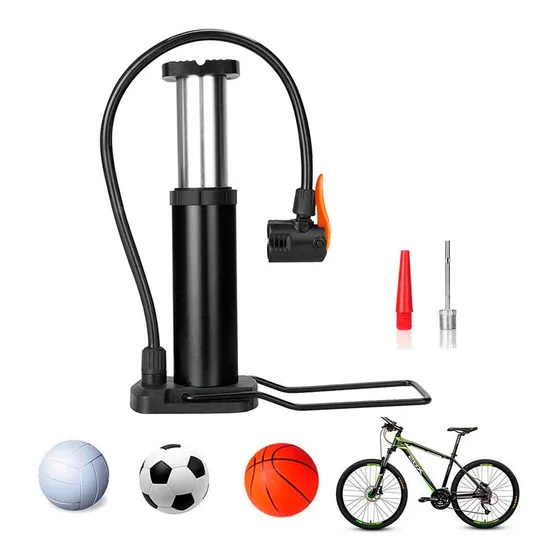 Inflador De Pie Bicicleta Gadnic Con Valvula Universal Color Negro