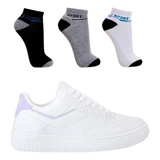 Kit Tênis Casual Adulto Com  3 Pares De Meias Melhor Preço