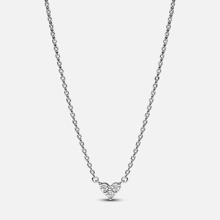 Colar De Prata Pequeno Coração Pedra Tripla Pandora Colar De Prata Pequeno Coração Pedra Tripla Pandora