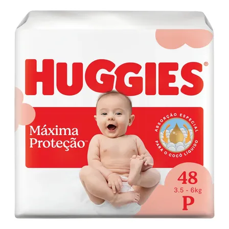 Huggies Fralda Descartável Máxima Proteção P - 48 Un Sem Gênero