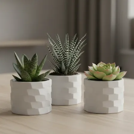 3 Vasos Cachepot Moderno Suculentas Cactos Ervas Flores Quad Branco