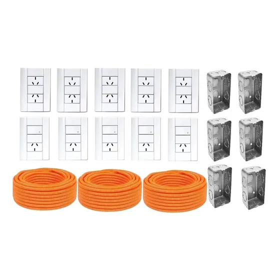 Llave Punto Toma X 10 Corrugado X 3 Caja Rectangular X 10