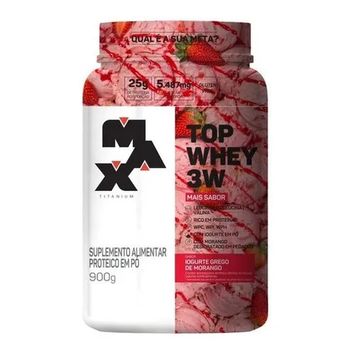 Top Whey 3w Mais Sabor Pote 900g Max Titanium Sabor Iogurte Grego
