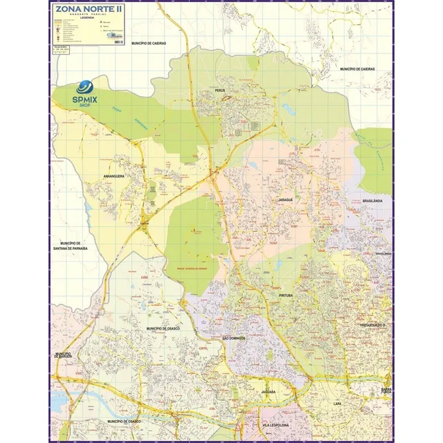 Mapa São Paulo Região Zona Norte 2 - 120cm X 90cm Gigante