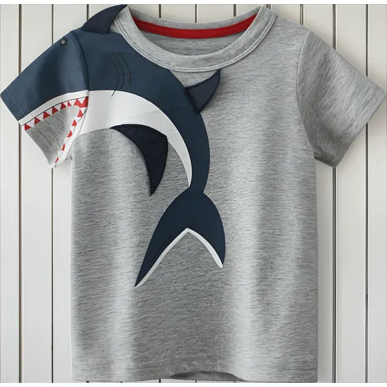 Camiseta Con Diseño 3d De Tiburón