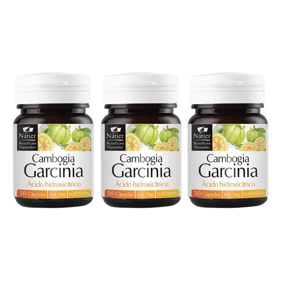 Pack X 3 Cambogia Garcinia Natier 150g 50 Cáps Veganas
