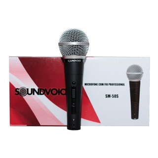 Microfone Sounvoice Sm-58 Com Cabo E Chave Liga Desliga Microfone Sounvoice Sm-58 Com Cabo E Chave Liga Desliga