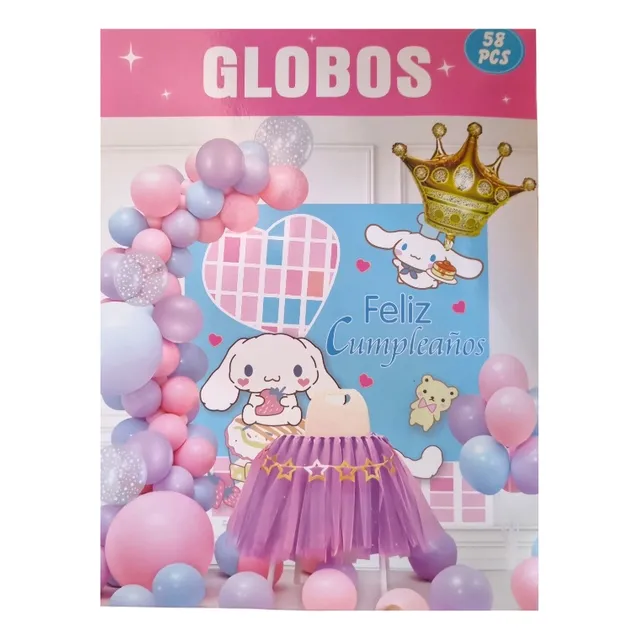 Decoracion De Globos Cinamonroll Cumpleaños 58 Piezas