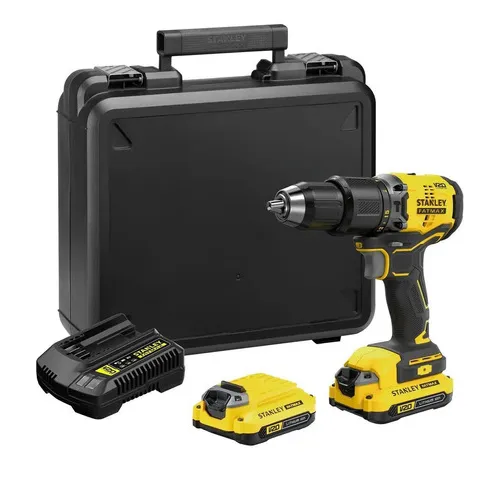 Kit Taladro Percutor 20v Brushless +2b+1c+maleta Stanley K37 Color Amarillo
