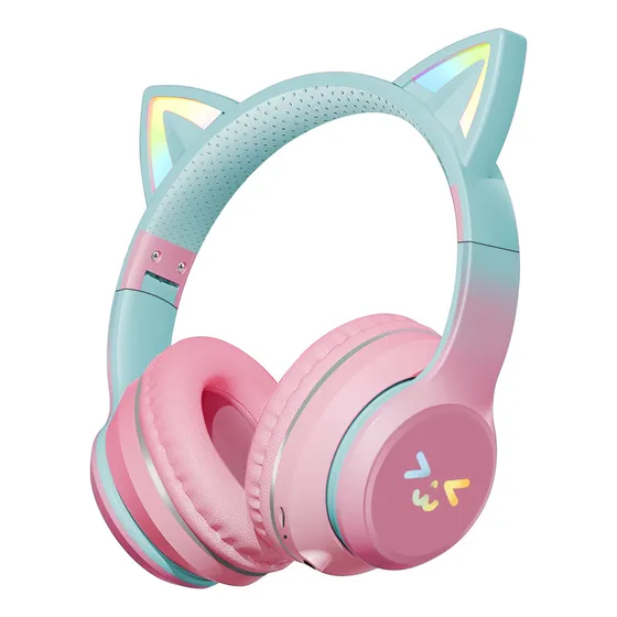 Audifonos Orejas De Gato Bluetooths Krios Cat Audifonos Inalambricos Bluetooth Diadem Ninos Rosa