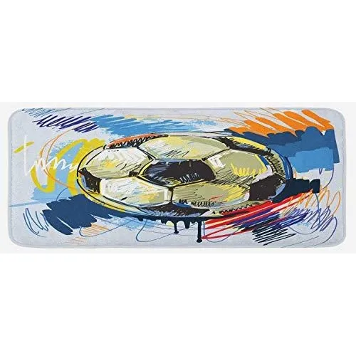 Ambesonne Soccer Kitchen Mat, Spherical Football Ball N6m7k