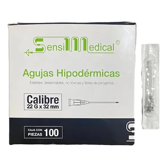 Aguja Hipodermica 22g X 32mm 100 Piezas - Sensimedical
