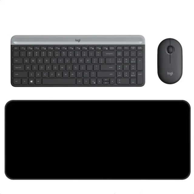 Combo Inalámbrico Logitech Mk470 + Alfombrilla Xl (80x30cm) Mouse Negro Teclado Negro