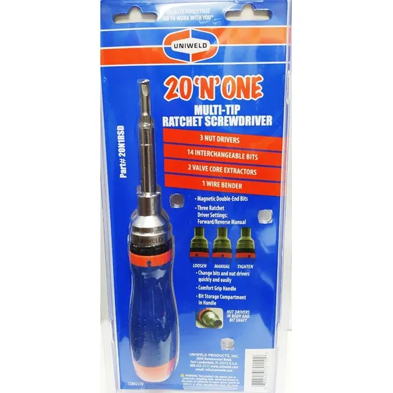Destornillador Multiple 20 En 1 Con Ratchet Uniweld 20n1rsd