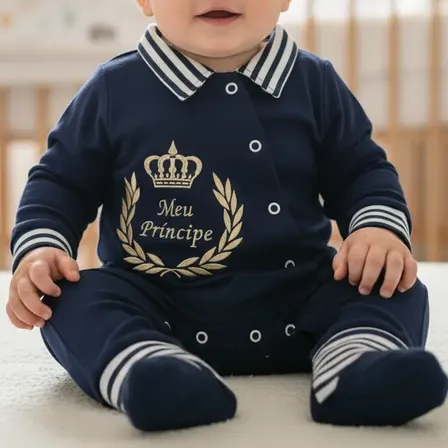 Macacão Menino Roupa De Bebê Recem Nascido Príncipe Algodão