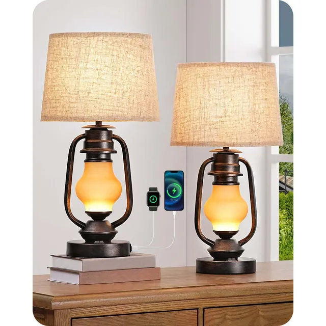 Lámparas De Mesa Estilo Rústico. Marca Edishine