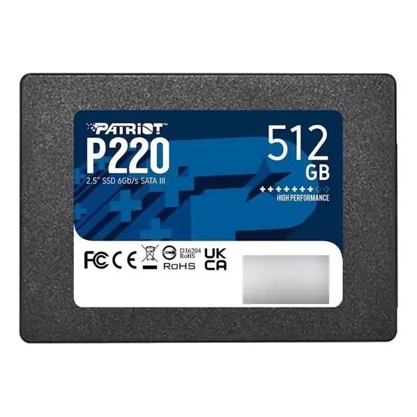 SSD PATRIOT P220 DE 2,5 POLOS, 512 GB, SATAIII P220S512GS25 HD, COLOR NEGRO