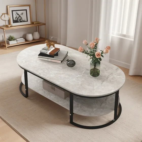 Mesa De Centro Rectangular Minimalista Color Blanco