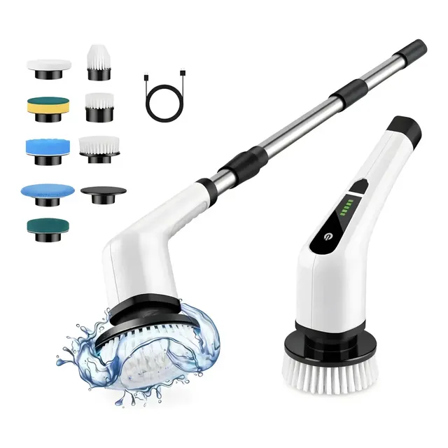 Escova elétrica rotatória 9 em 1 para limpeza de banheiro, cozinha, cantos e frestas, modelo bivolt VLX