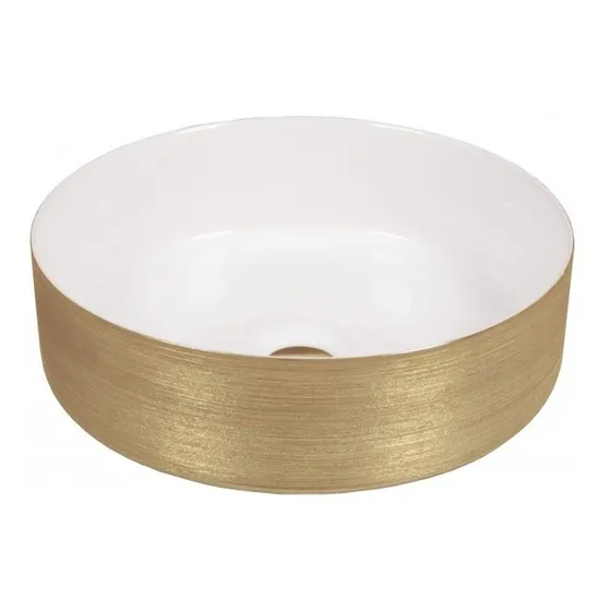 Bacha Apoyo Baño Dune Heller White & Gold Porcelana Redondo