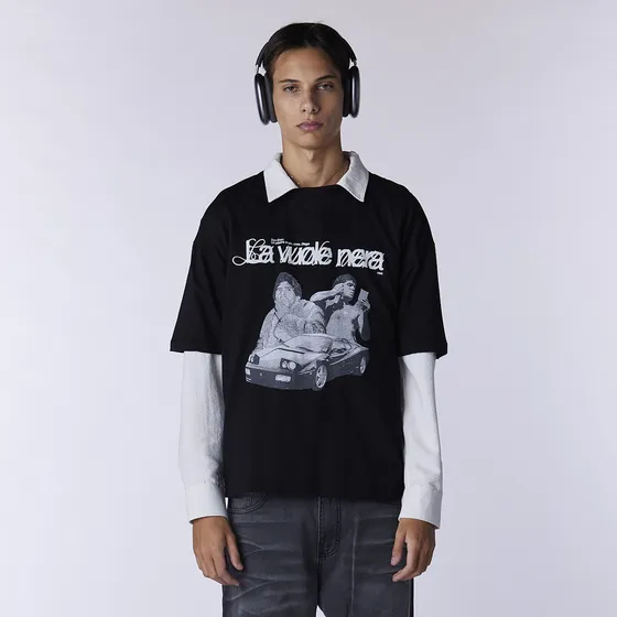 Remera Hombre Manga Corta Boxy Fit Con Estampa Maradona