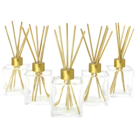 Kit 5 Frascos Difusor Varetas Vidro Quadrado Cubo 250ml