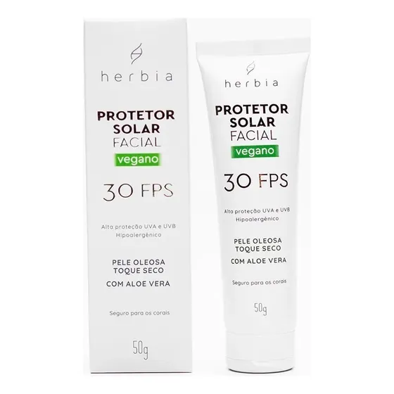 Protetor Solar Facial Vegano Fps30 Herbia 50g Pele Oleosa