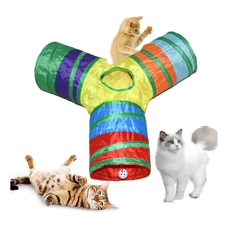Túnel Labirinto Para Gatos Cães Interativo Cat Brinquedo Pet Cor Arco-íris Y