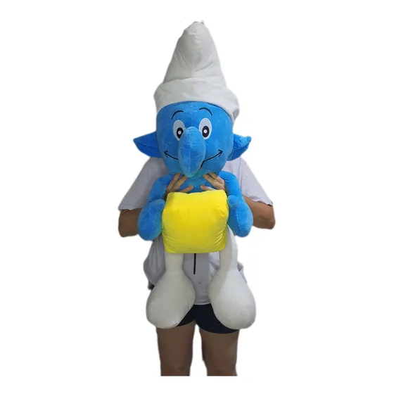 Pelúcia Smurf Joca - Segurando Presente Azul-celeste