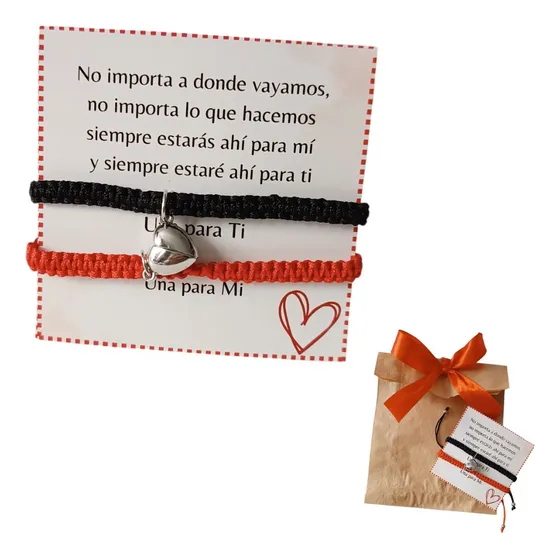 Pulseras De Parejas De Hilo Rojo Con Corazon Iman