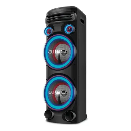 Torre de Som AIWA T2W-02 2300W 2Woofers10" Bluetooth RGB USB FM DJ