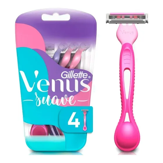 Maquina De Afeitar Gillette Venus Suave 4un De 3 Hojas