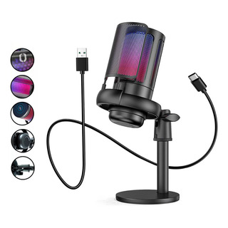 Microfone Gamer Profissional Led Rgb Usb Ampligame Streamer Microfone Gamer Profissional Led Rgb Usb Ampligame Streamer