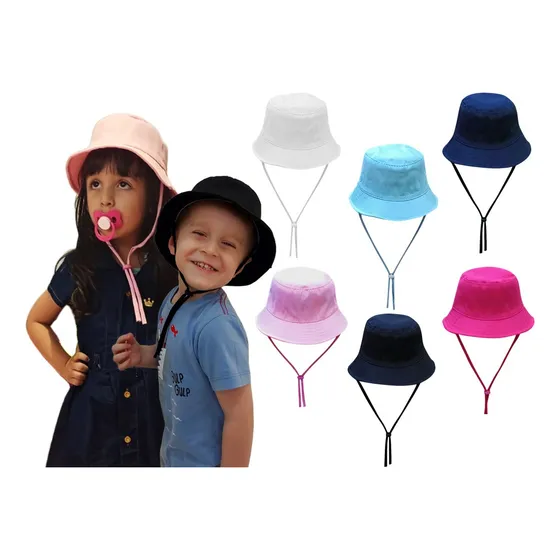 Chapéu Bucket Com Cordinha Infantil Bebê Proteção Solar Full