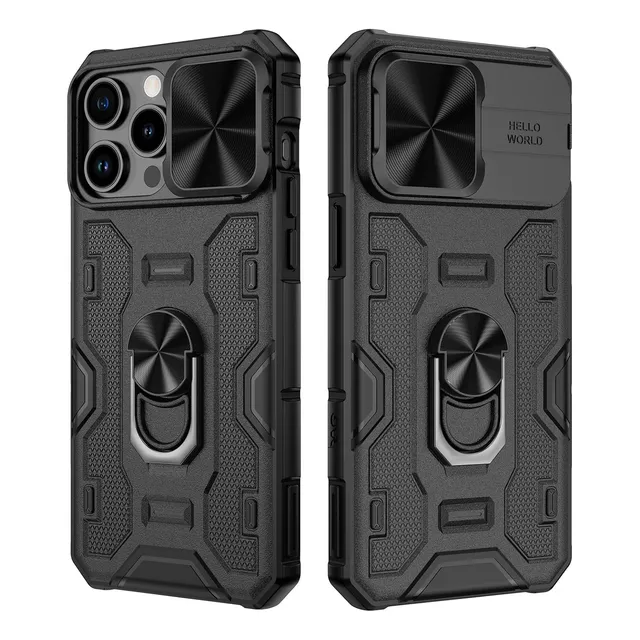 Funda Protectora Para iPhone 15 Pro Max Negro Con Tapa Para