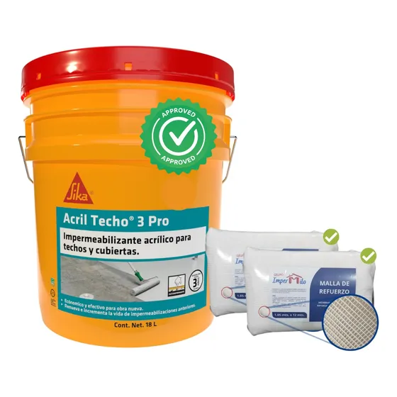 Kit Para Impermeabilizar Sika Acril Techo 3 Años Pro 18l